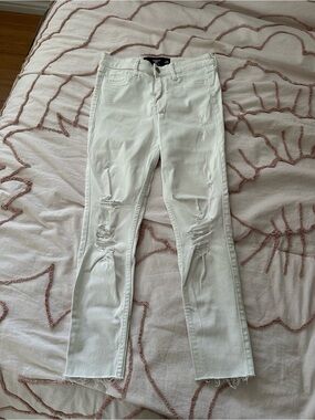 Hollister Crop White Skinny Jeans, Size 25, White Distressed Women’s Jeans